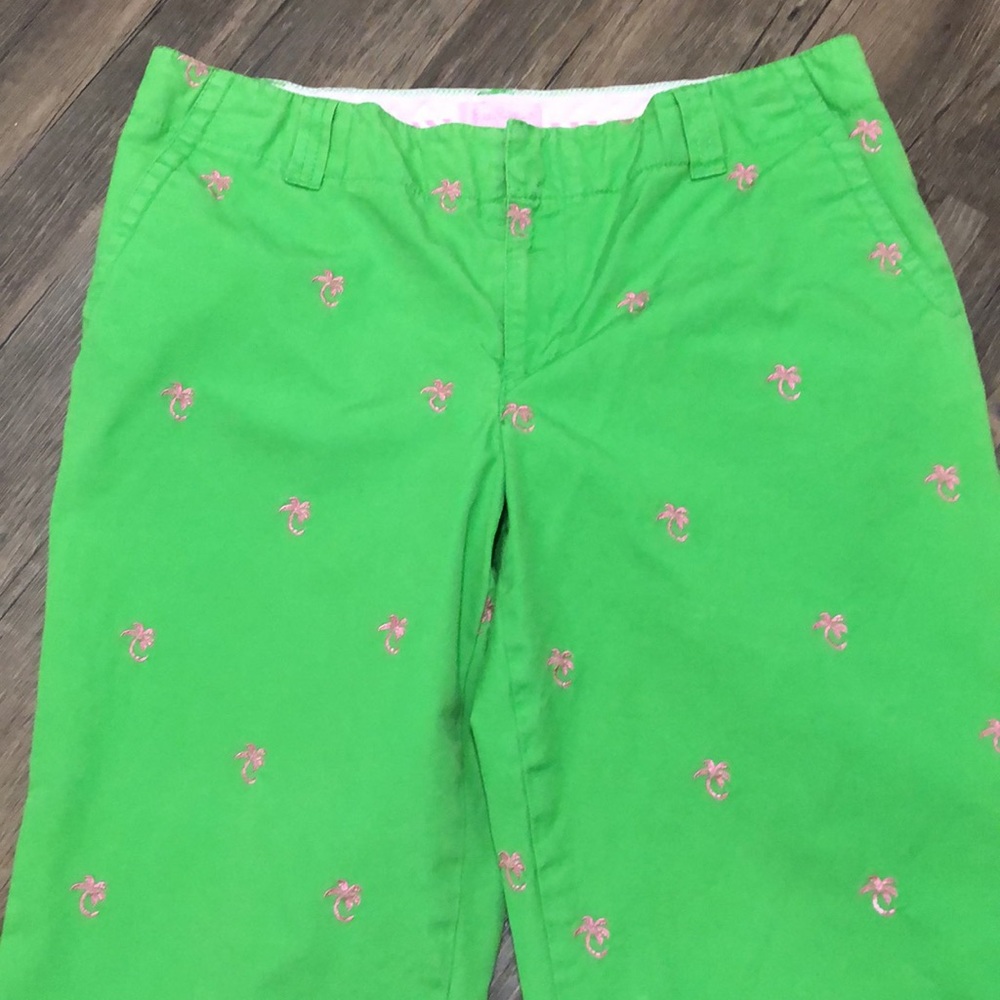 Lilly Pulitzer Capris Pants Palm Trees Green SZ 8 - Picture 2 of 7
